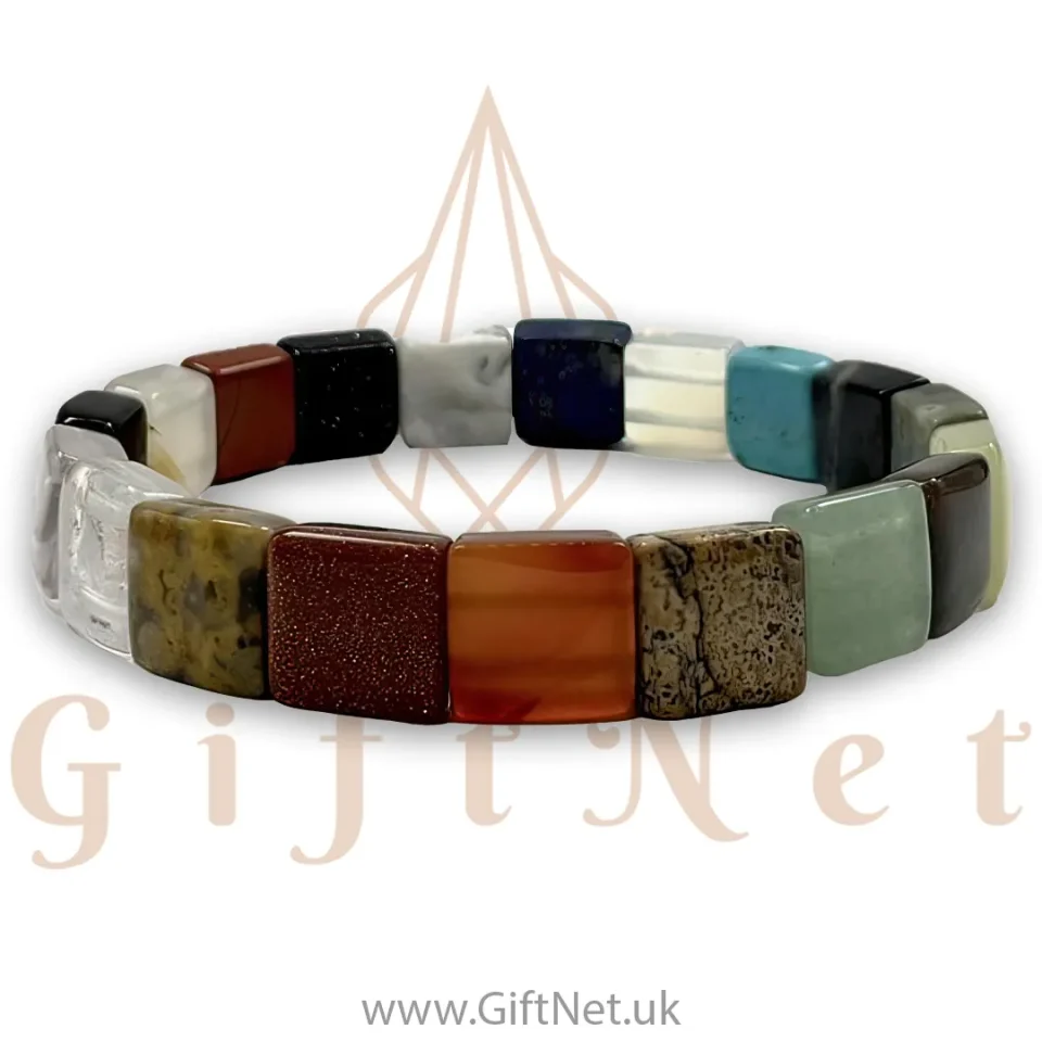 Mixed Stones 10×10 Bead Square Bracelet